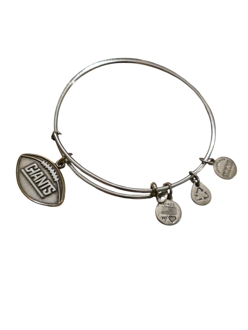 Alex and Ani Silver New York Giants Football Charm Bangle